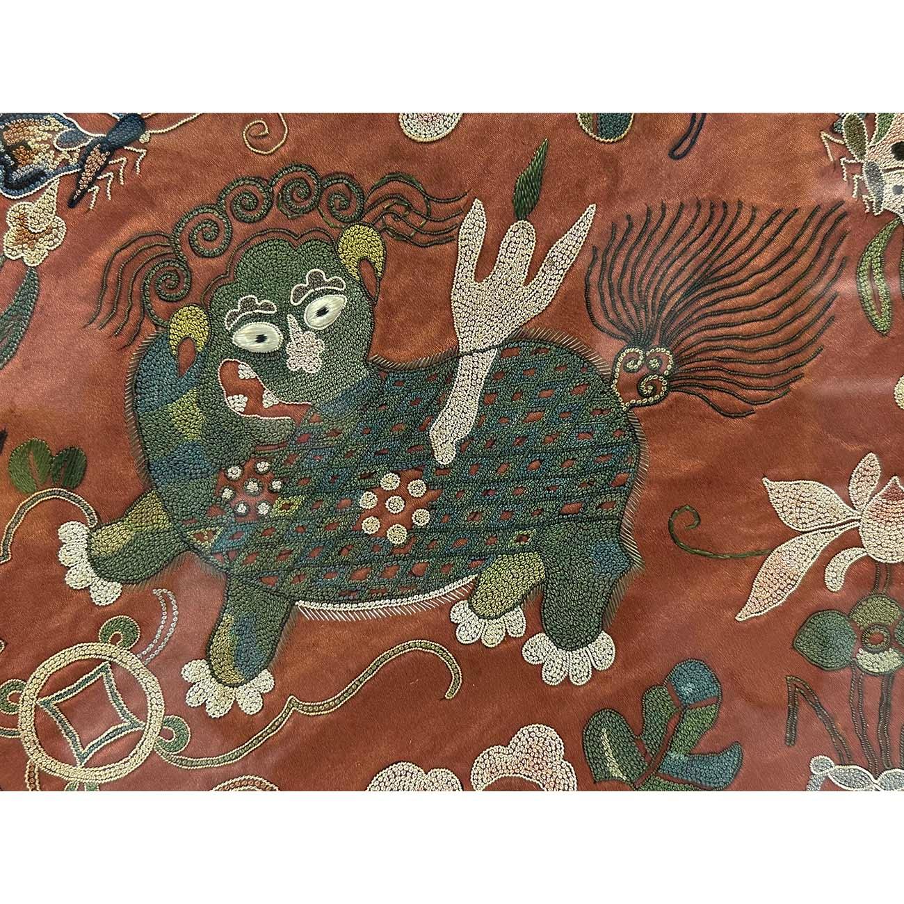 Embroidered Framed Antique Chinese Qing Dynasty Embroidery For Sale