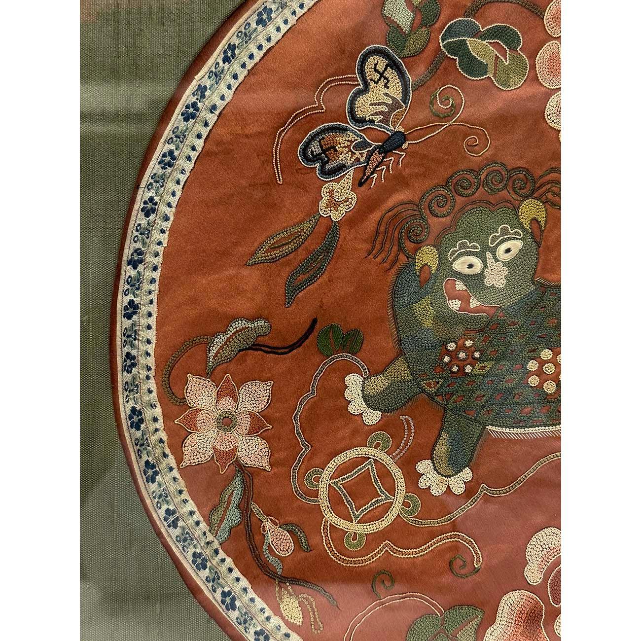 20th Century Framed Antique Chinese Qing Dynasty Embroidery For Sale
