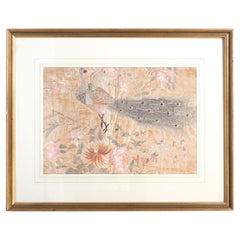 Gerahmte antike chinesische Seidenstickerei C.1900