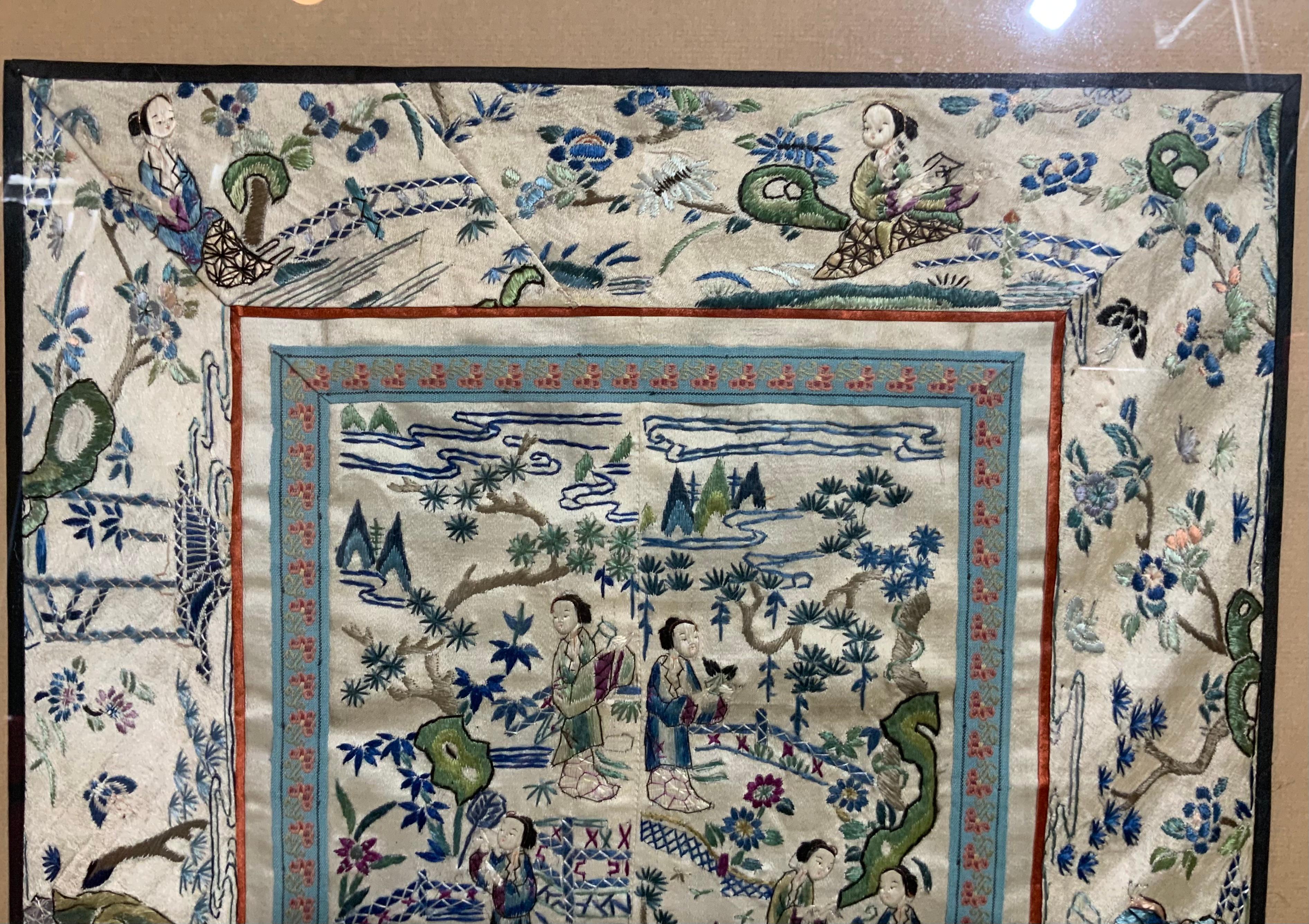 Framed Antique Chinese Textile im Angebot 3