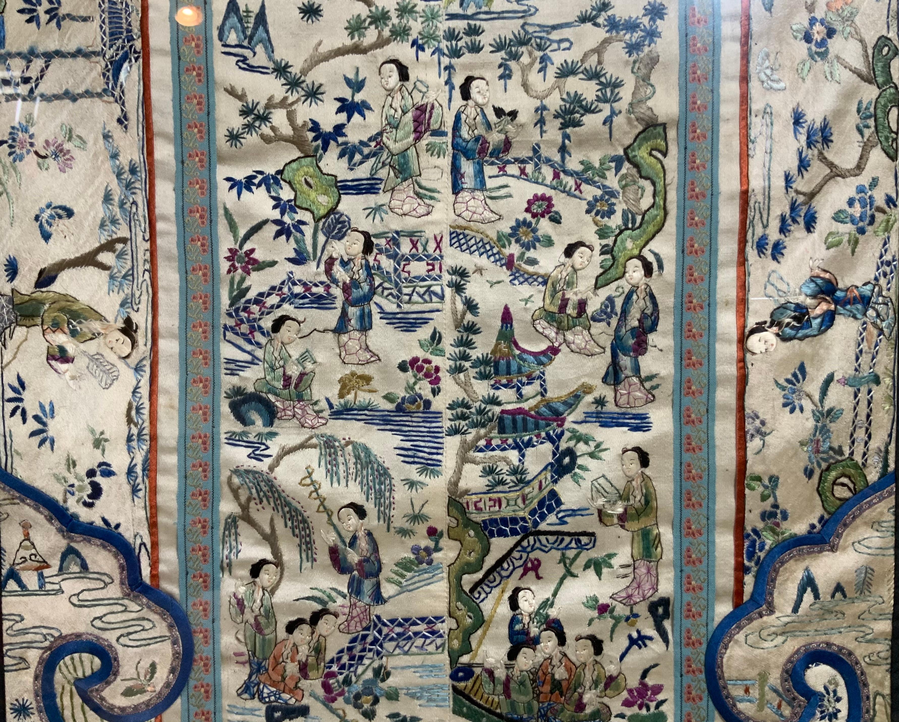 Framed Antique Chinese Textile im Angebot 4