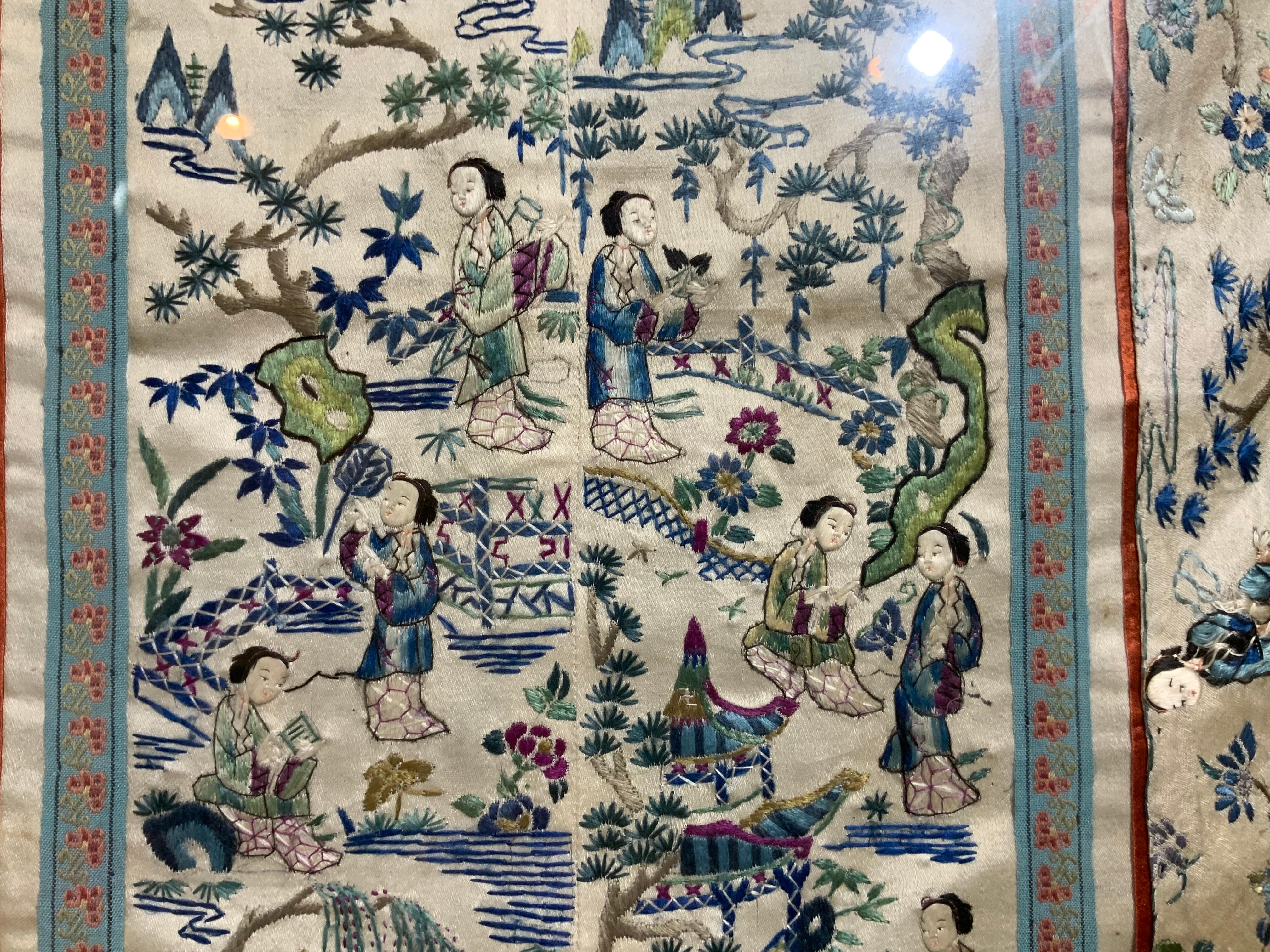 Framed Antique Chinese Textile im Angebot 9