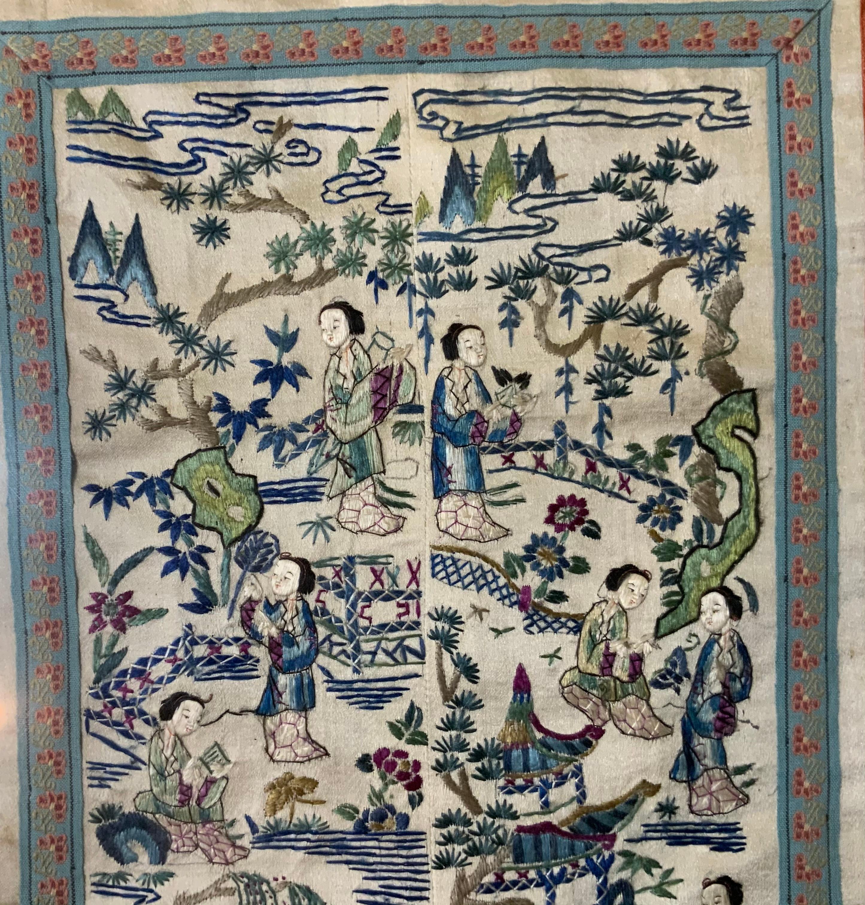 Framed Antique Chinese Textile In Good Condition For Sale In Delray Beach, FL