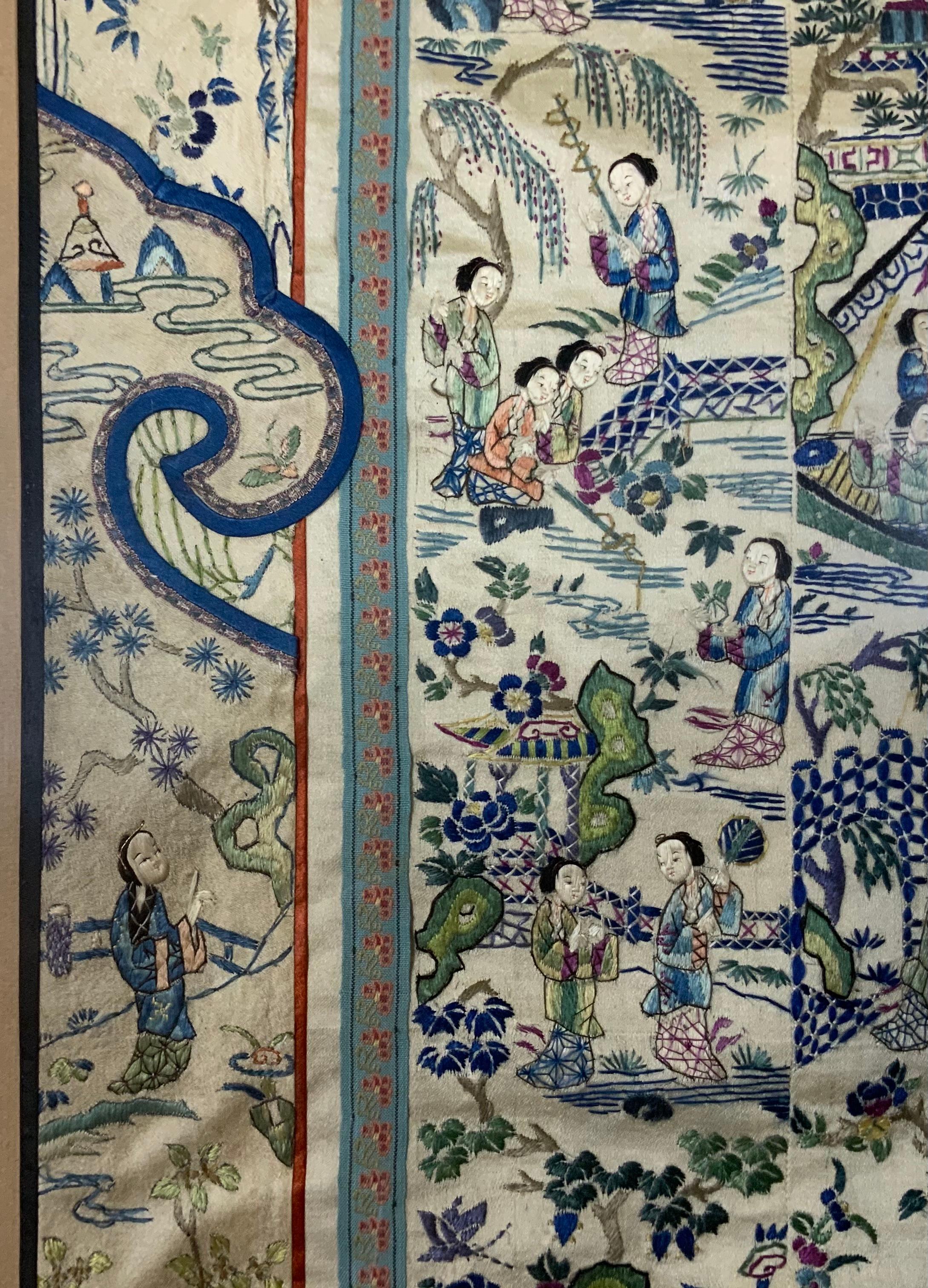 19th Century Framed Antique Chinese Textile For Sale