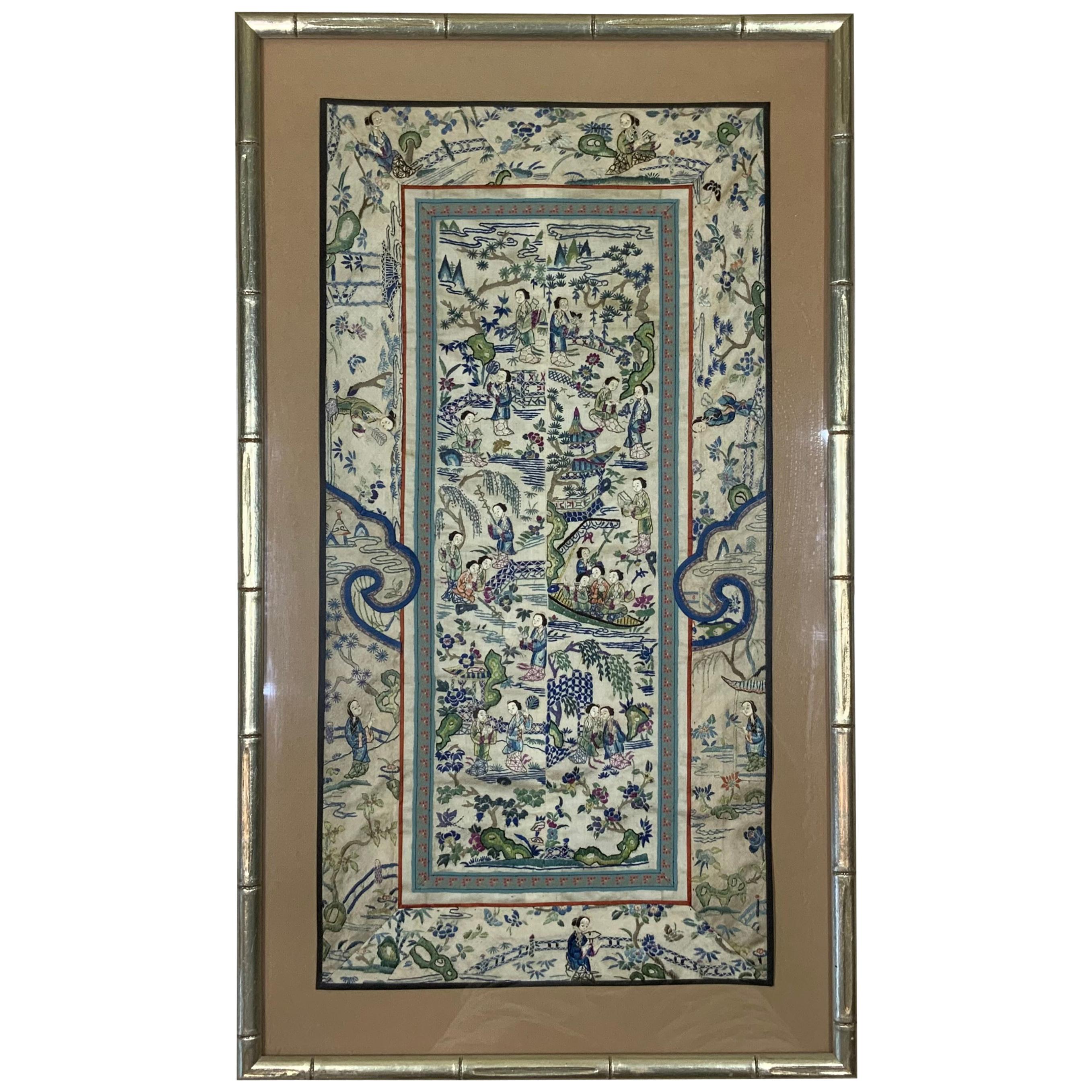 Framed Antique Chinese Textile For Sale