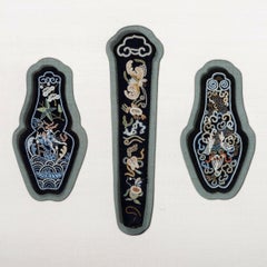 Framed Antique Chinese Textile Groups Qing Dynasty Provenance