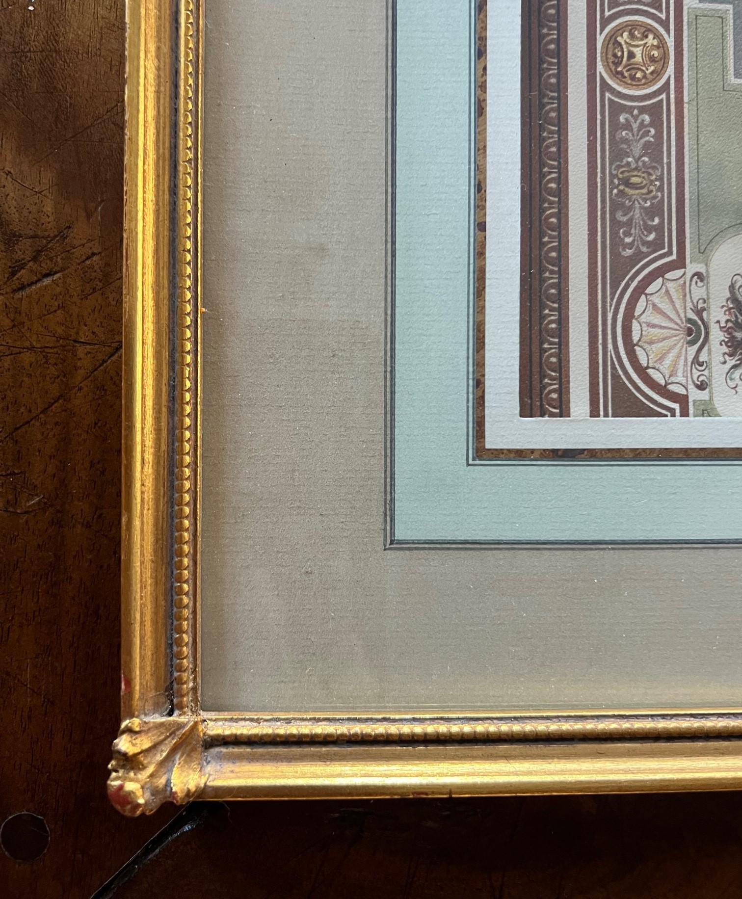Framed Antique Chromolithograph - Uffizi Gallery Ceiling, Florence, Italy In Good Condition For Sale In Morristown, NJ