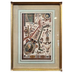 Gerahmte antike Chromolithographie – Galerie-Decken, Florenz, Italien