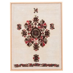 Framed Antique Eastern European Embroidery Fragment , Early 20th Century.