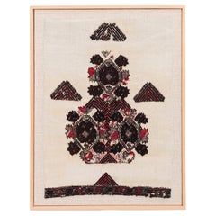 Framed Antique Eastern European Embroidery Fragment , Early 20th Century.
