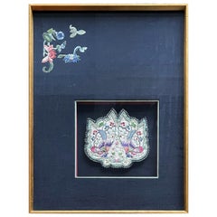 Framed Antique Embroidered Purse Qing Dynasty Provenance