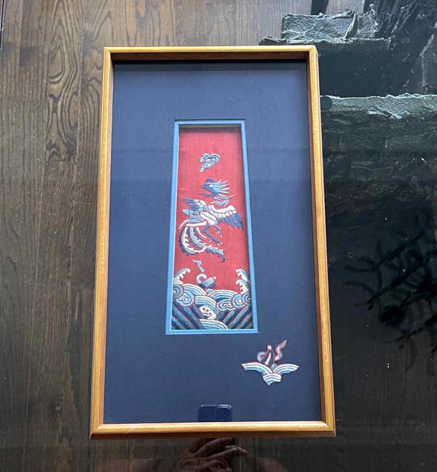 Framed Antique Embroidery Chinese Textile Qing Dynasty Provenance For Sale 2