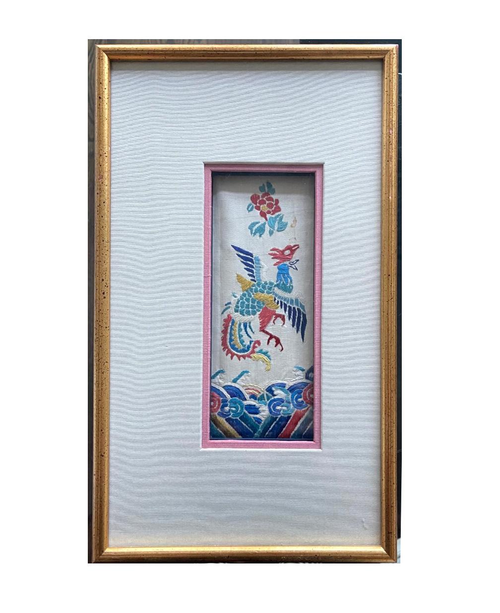 Framed Antique Embroidery Chinese Textile Qing Dynasty Provenance For Sale 2