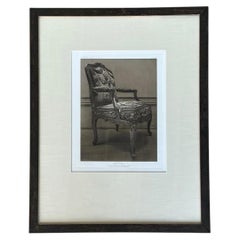 Lámina enmarcada de una silla francesa antigua