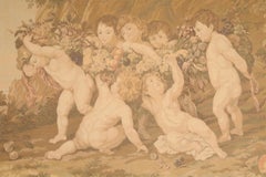 Framed Antique French Cherub Tapestry