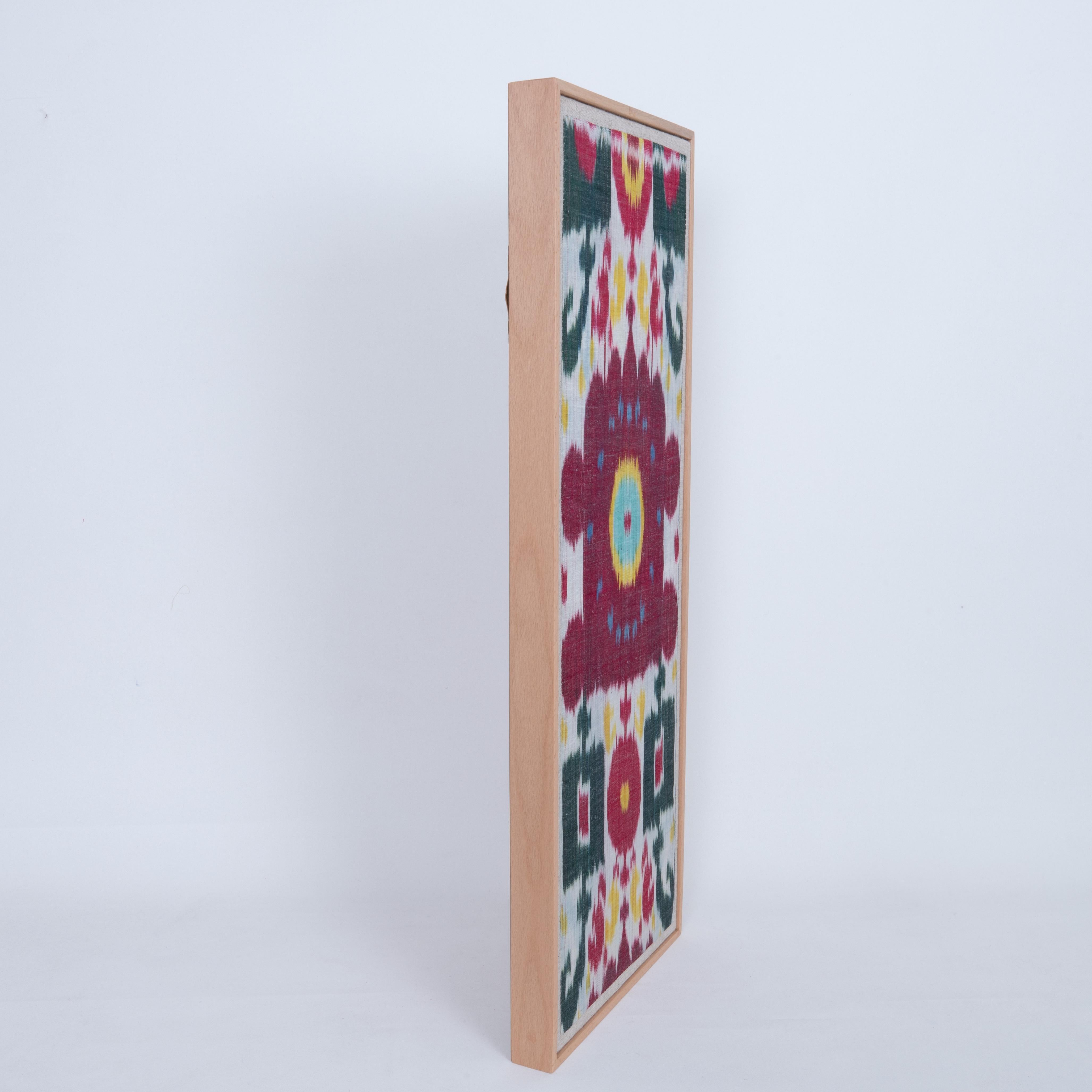 Framed Antique Ikat Fragment, Uzbekistan, Late 19th C. 1