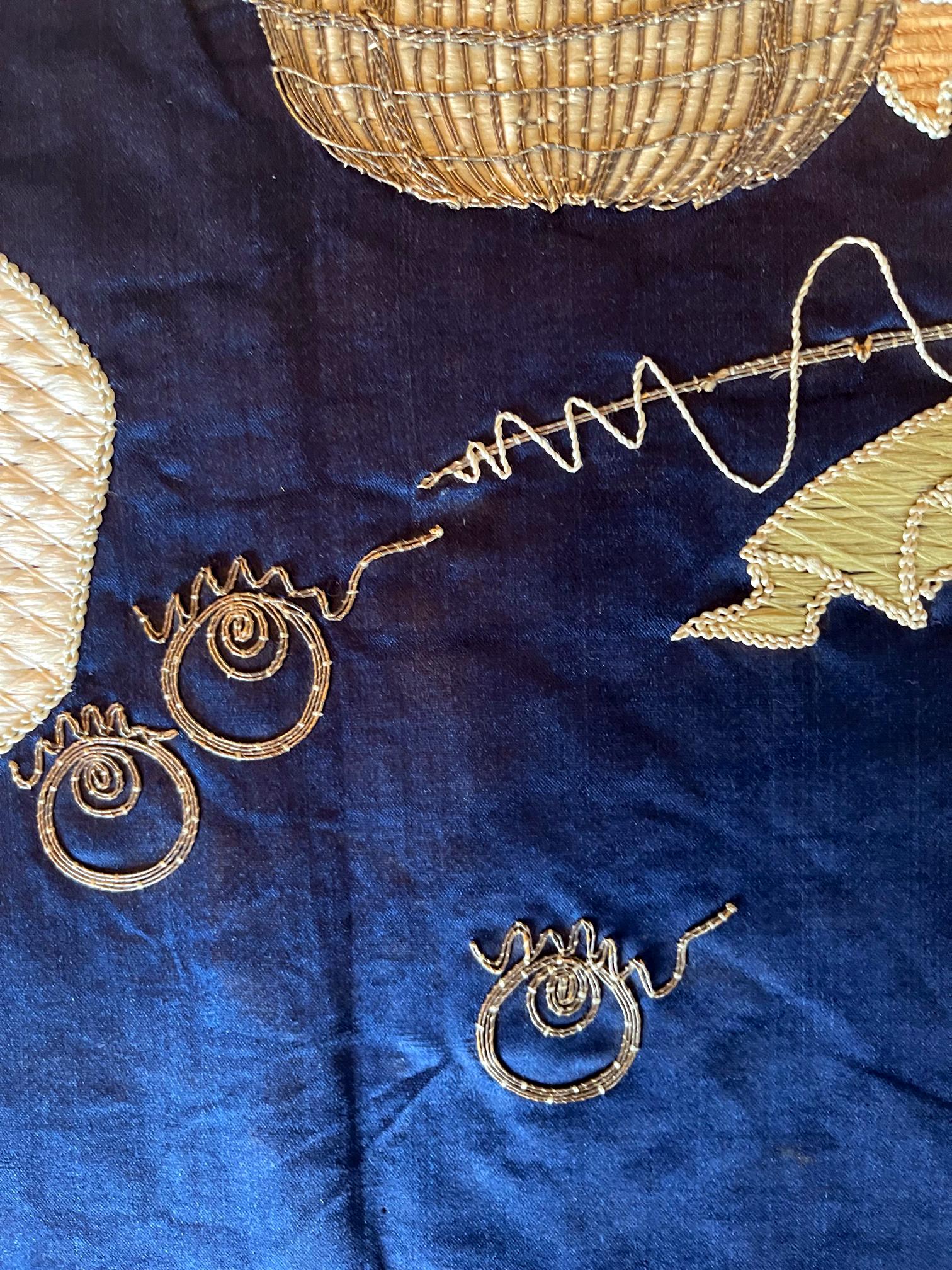 Panneau textile japonais ancien encadré de broderie de soie Fukusa en vente 7