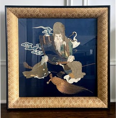 Framed Antique Japanese Embroidery Fukusa Panel