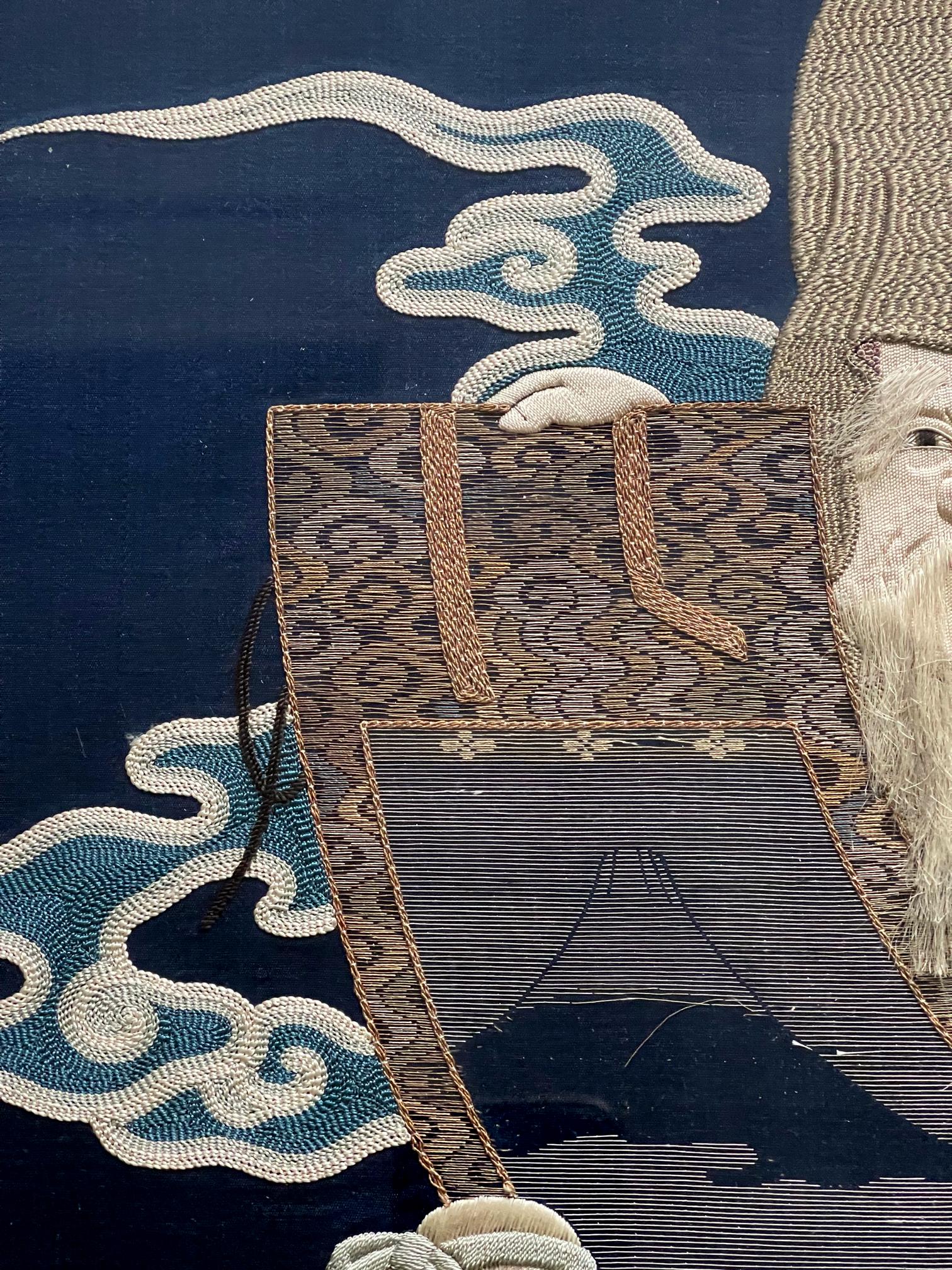 Gerahmte antike japanische Stickerei Fukusa Panel (19. Jahrhundert) im Angebot