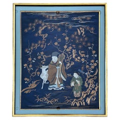 Framed Antique Japanese Embroidery Fukusa Panel 