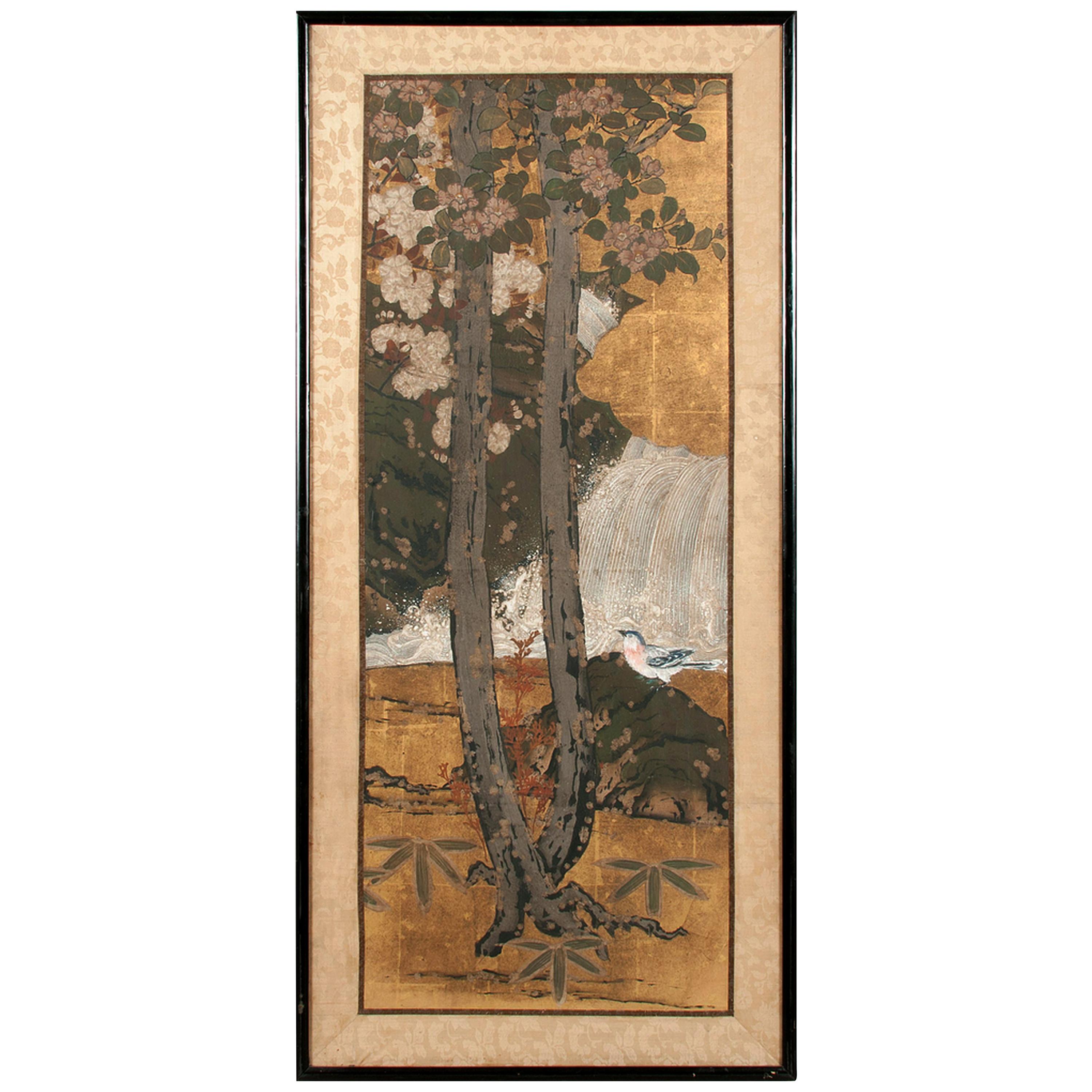 Framed Antique Japanese Landscape Painting Edo Period Provenance