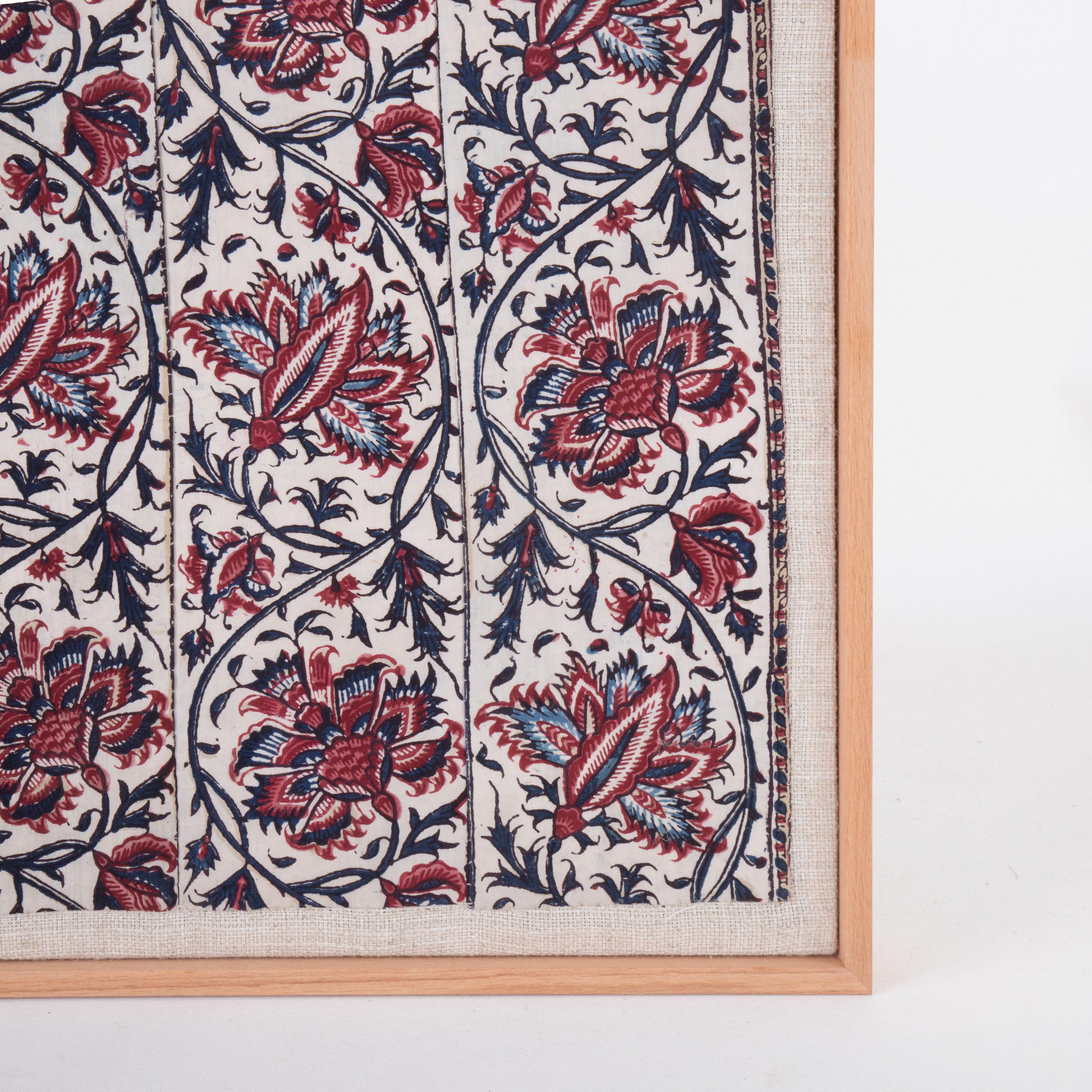 Gerahmtes antikes Kalamkari-Fragment, Indien im Zustand „Relativ gut“ im Angebot in Istanbul, TR