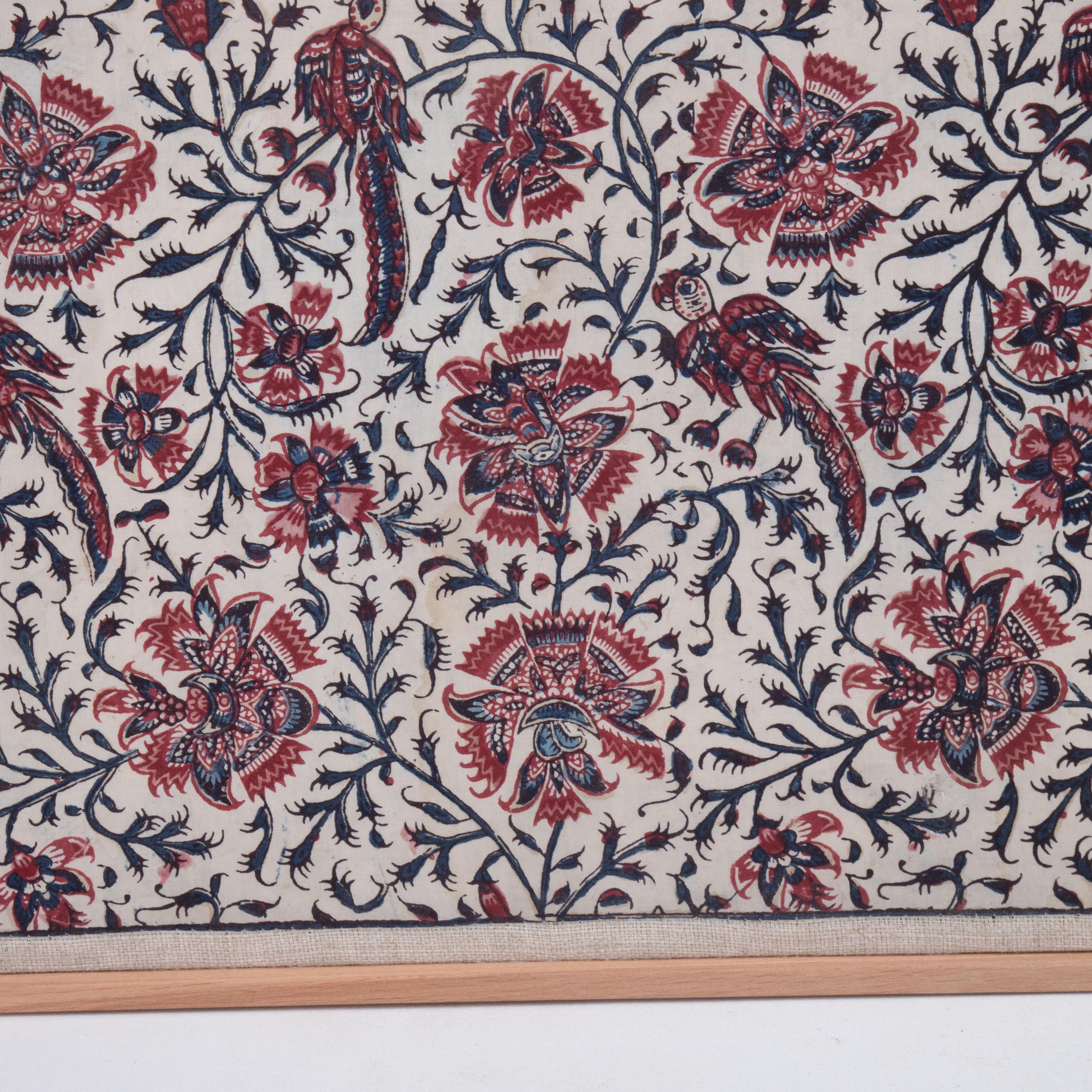Gerahmtes antikes Kalamkari-Fragment, Indien im Zustand „Relativ gut“ im Angebot in Istanbul, TR