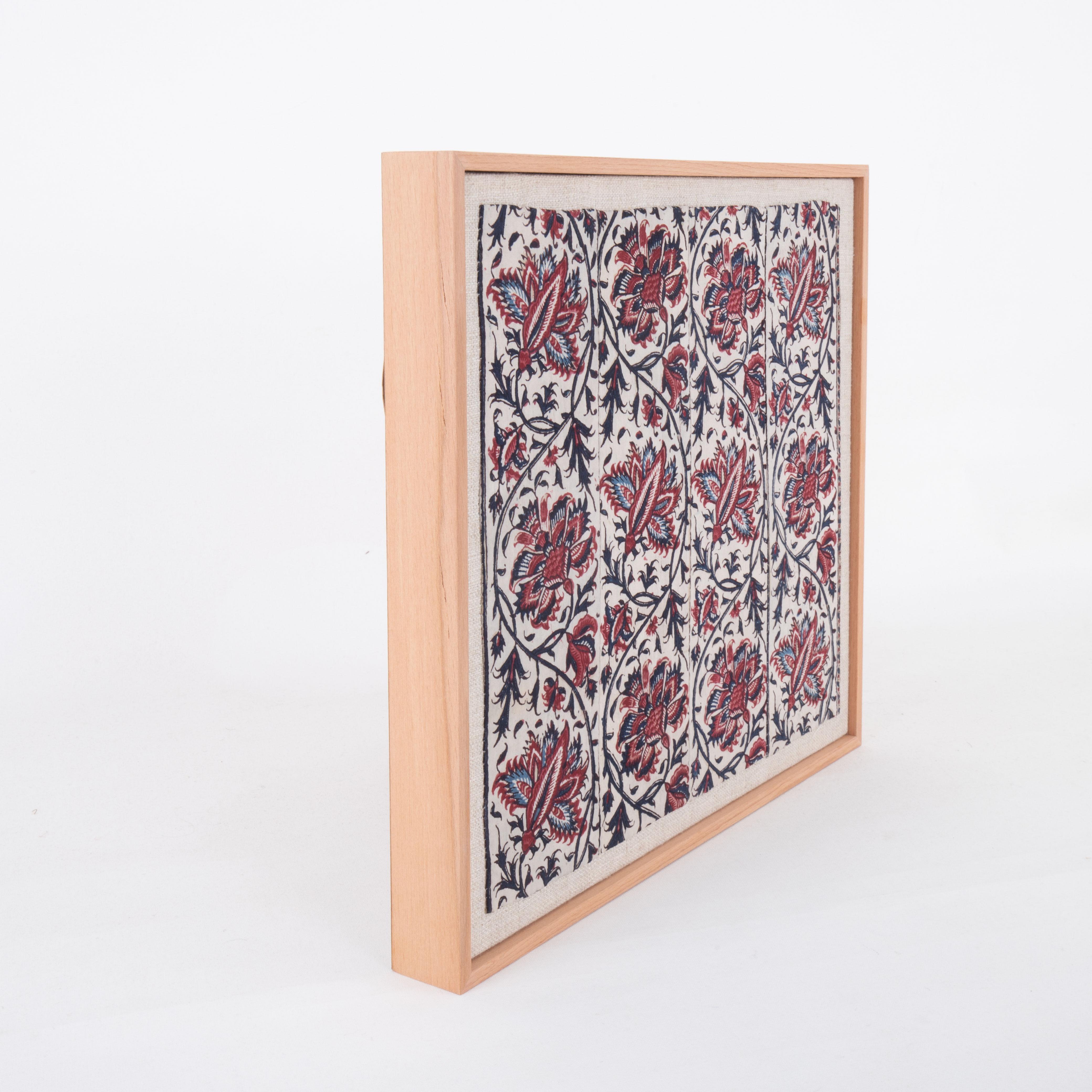 Gerahmtes antikes Kalamkari-Fragment, Indien (19. Jahrhundert) im Angebot