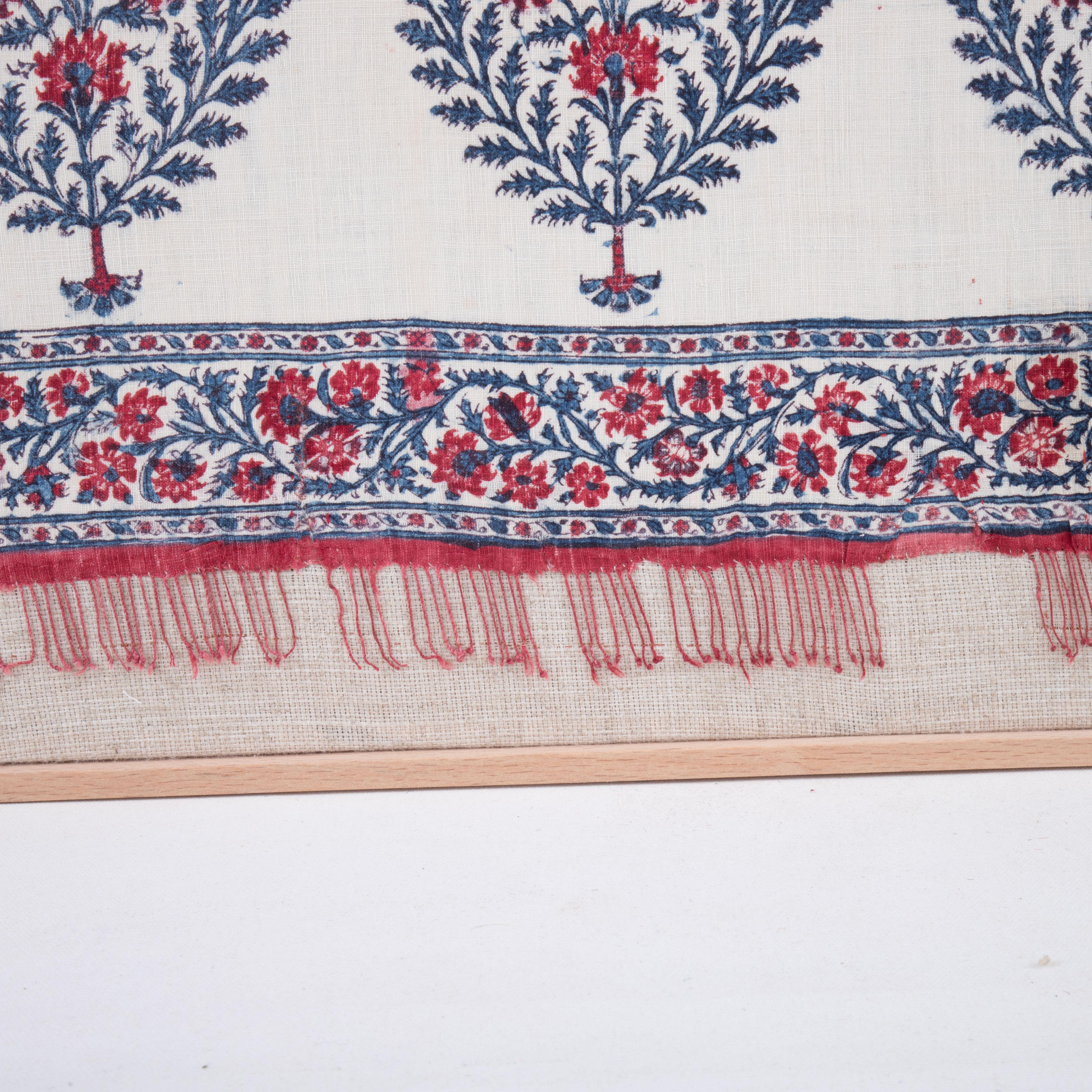 Gerahmtes antikes Kalamkari-Fragment, Indien (19. Jahrhundert) im Angebot