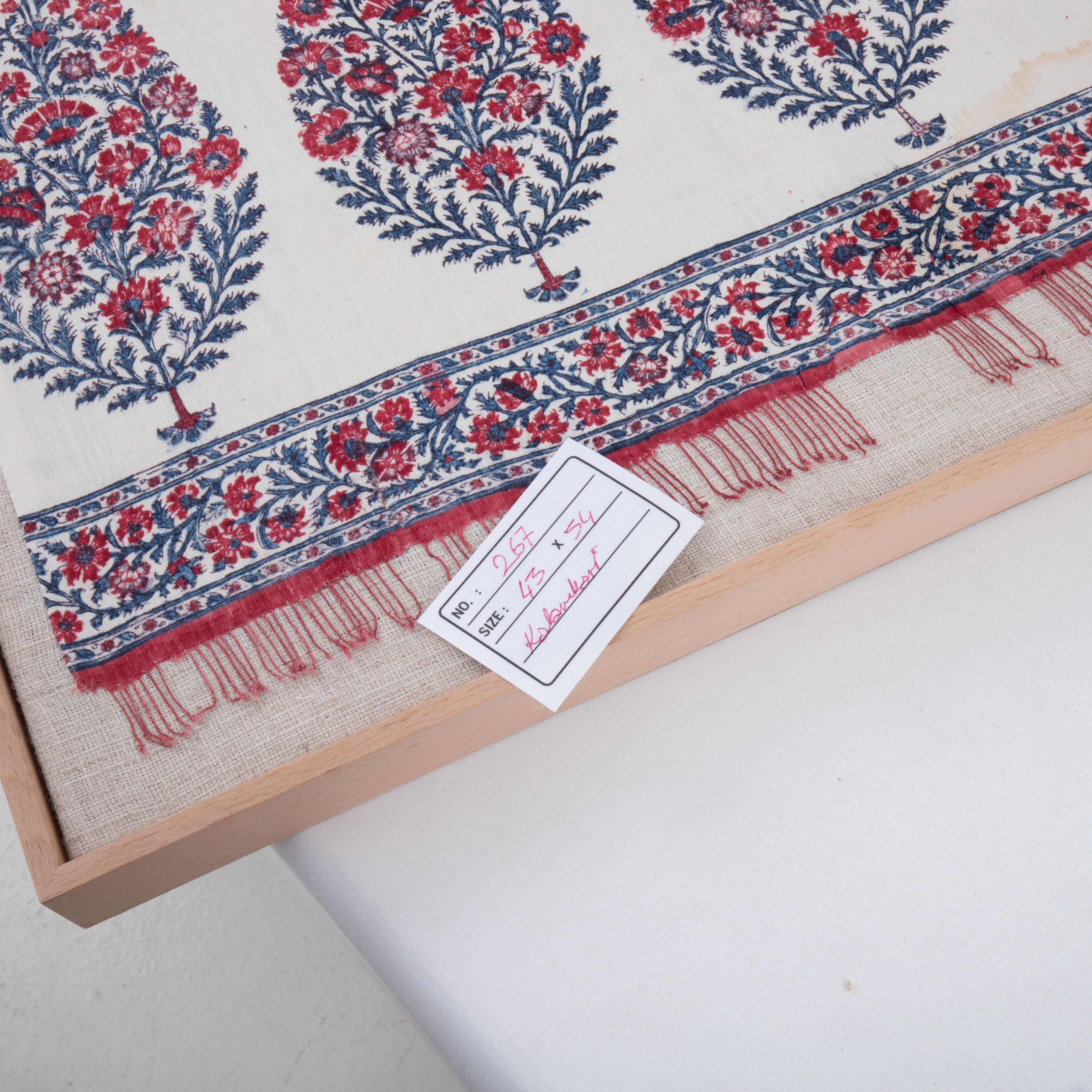 Gerahmtes antikes Kalamkari-Fragment, Indien im Angebot 2