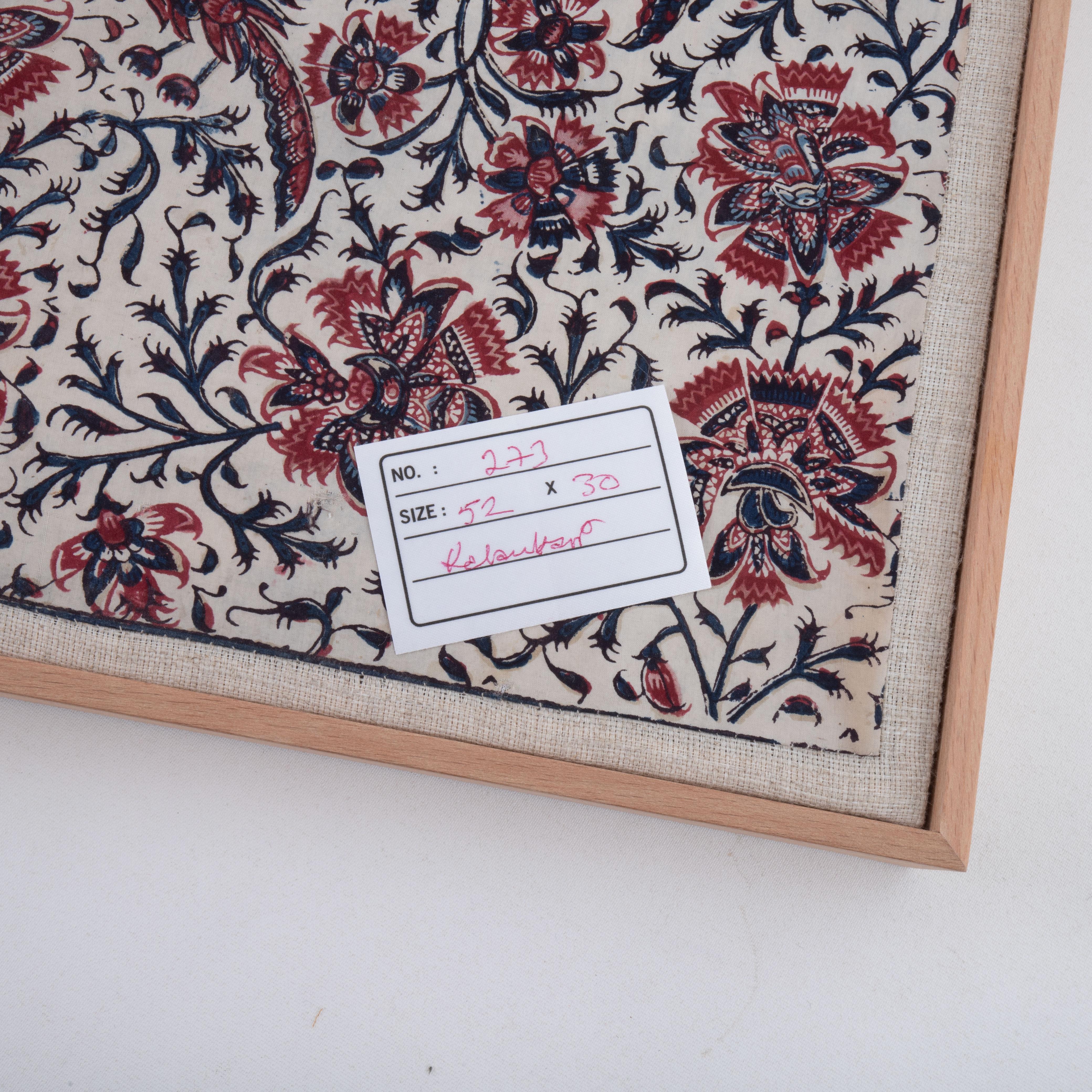 Gerahmtes antikes Kalamkari-Fragment, Indien im Angebot 2