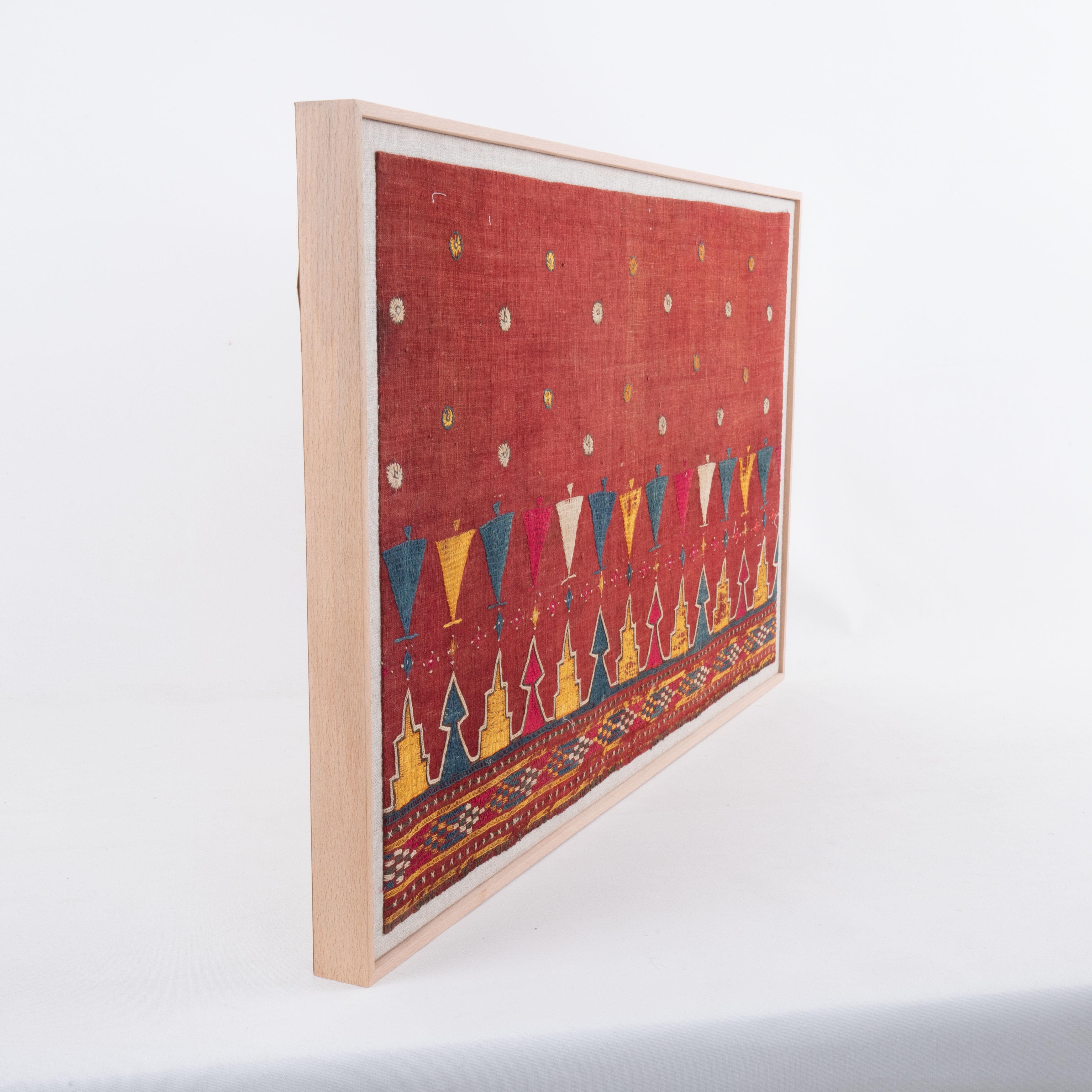 Silk Framed Antique Kutch, Gujarat Embroidered Skirt panel, early 20th C. For Sale