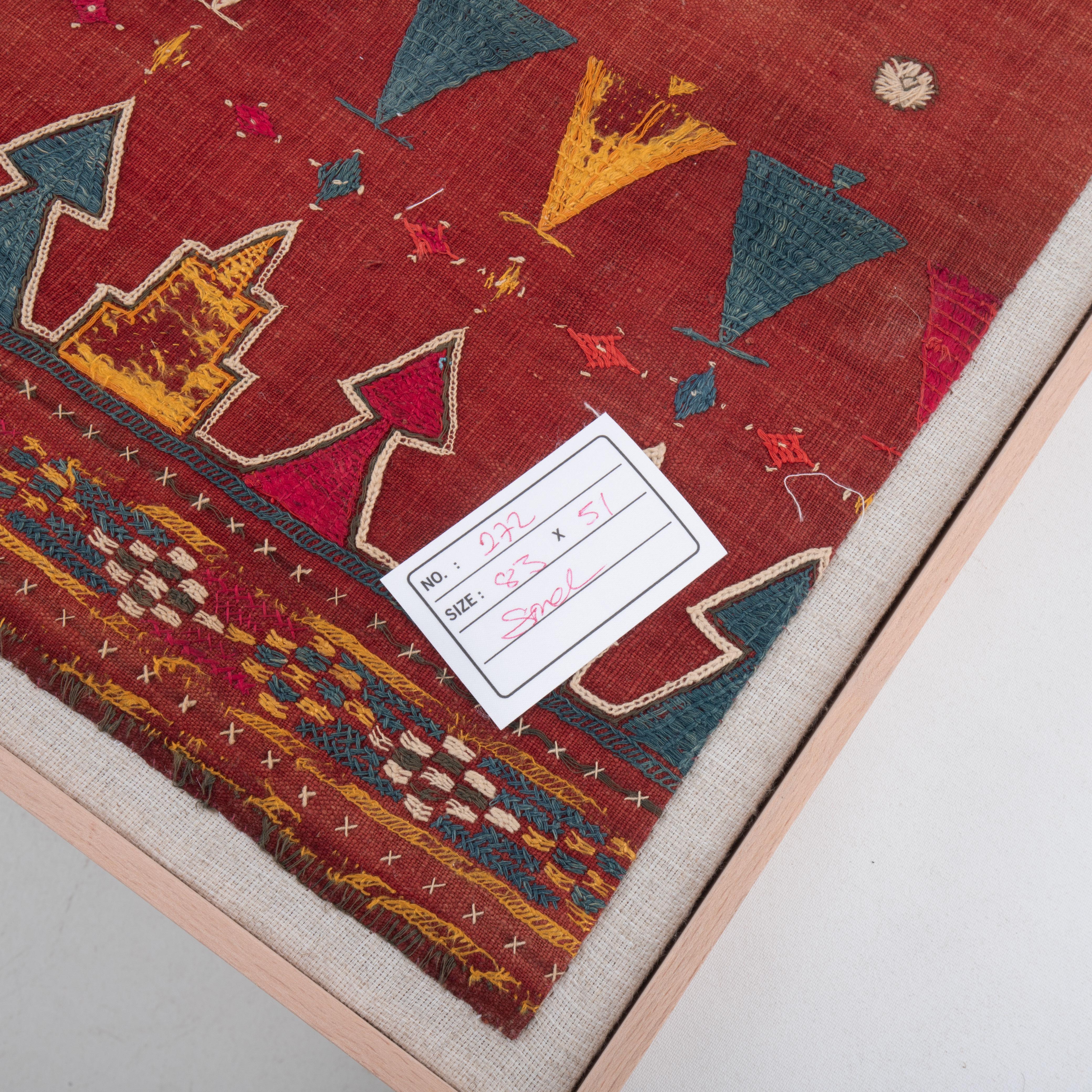 Framed Antique Kutch, Gujarat Embroidered Skirt panel, early 20th C. For Sale 2