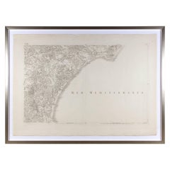 Framed Antique Map of Southern France & the Mediterranean Found in Paris
