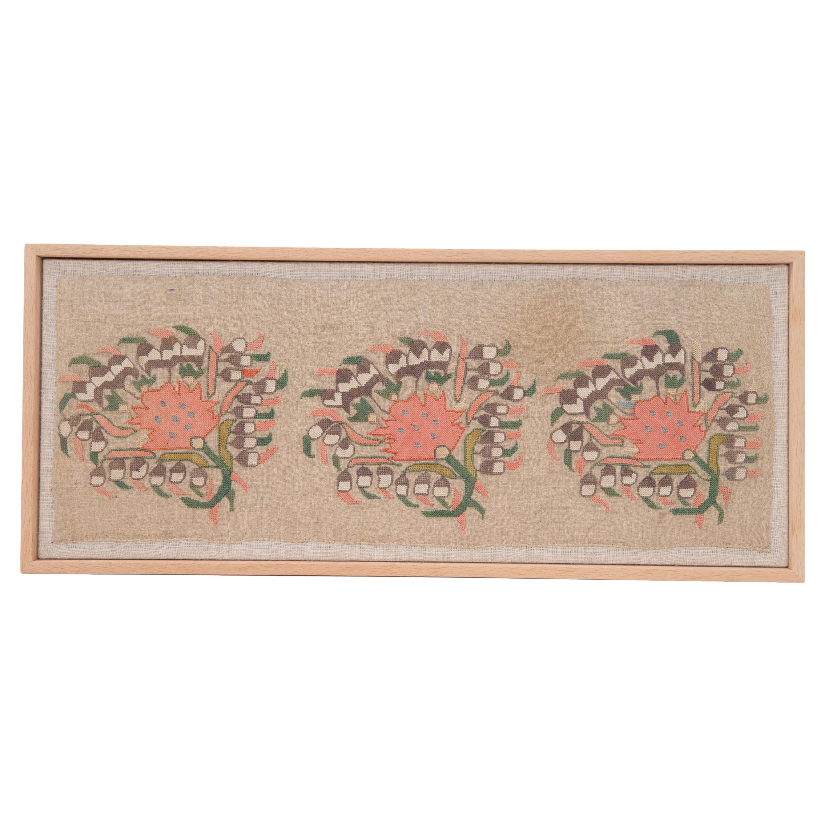 Framed Antique Ottoman Embroidery, 19th C.