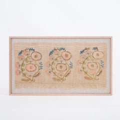 Framed Antique Ottoman Embroidery Fragment , 19th C.