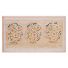 Framed Antique Ottoman Embroidery Fragment , 19th C.
