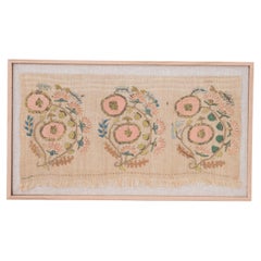 Framed Antique Ottoman Embroidery Fragment , 19th C.