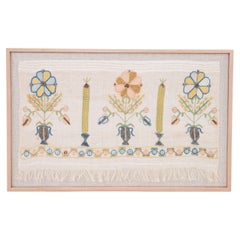 Fragmento de bordado otomano antiguo enmarcado , S. XIX