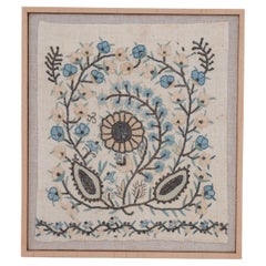 Fragmento de bordado otomano antiguo enmarcado , S. XIX