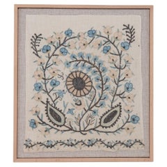 Framed Antique Ottoman Embroidery Fragment , 19th C.
