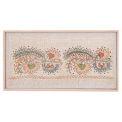 Framed Antique Ottoman Embroidery Fragment 19th Century.