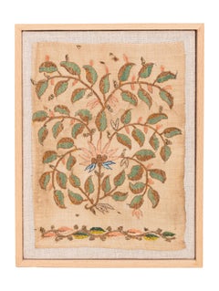 Framed Antique Ottoman Embroidery Fragment , Late 19th Century.