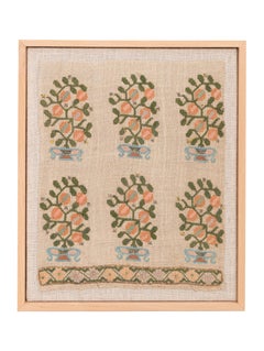 Framed Antique Ottoman Embroidery Fragment , Late 19th Century.