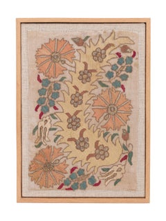 Framed Antique Ottoman Embroidery Fragment , Late 19th Century.