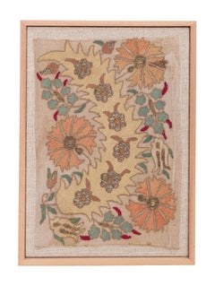 Framed Antique Ottoman Embroidery Fragment , Late 19th Century.