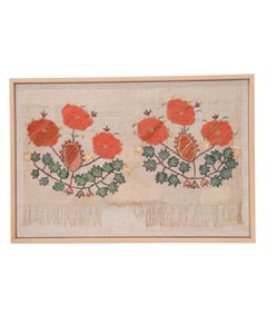 Framed Antique Ottoman Embroidery Fragment , Late 19th Century.