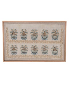 Framed Antique Ottoman Embroidery Fragment , Late 19th Century.