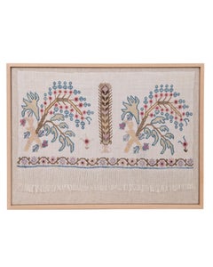 Framed Antique Ottoman Embroidery Fragment , Late 19th Century.