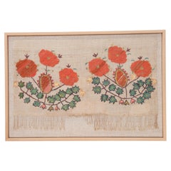 Framed Antique Ottoman Embroidery Fragment , Late 19th Century.